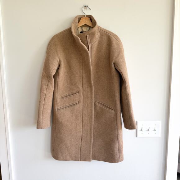J. Crew Jackets & Blazers - J. Crew Italian Wool Zip Up Mid Length Cocoon Coat Sandstone Tan 2